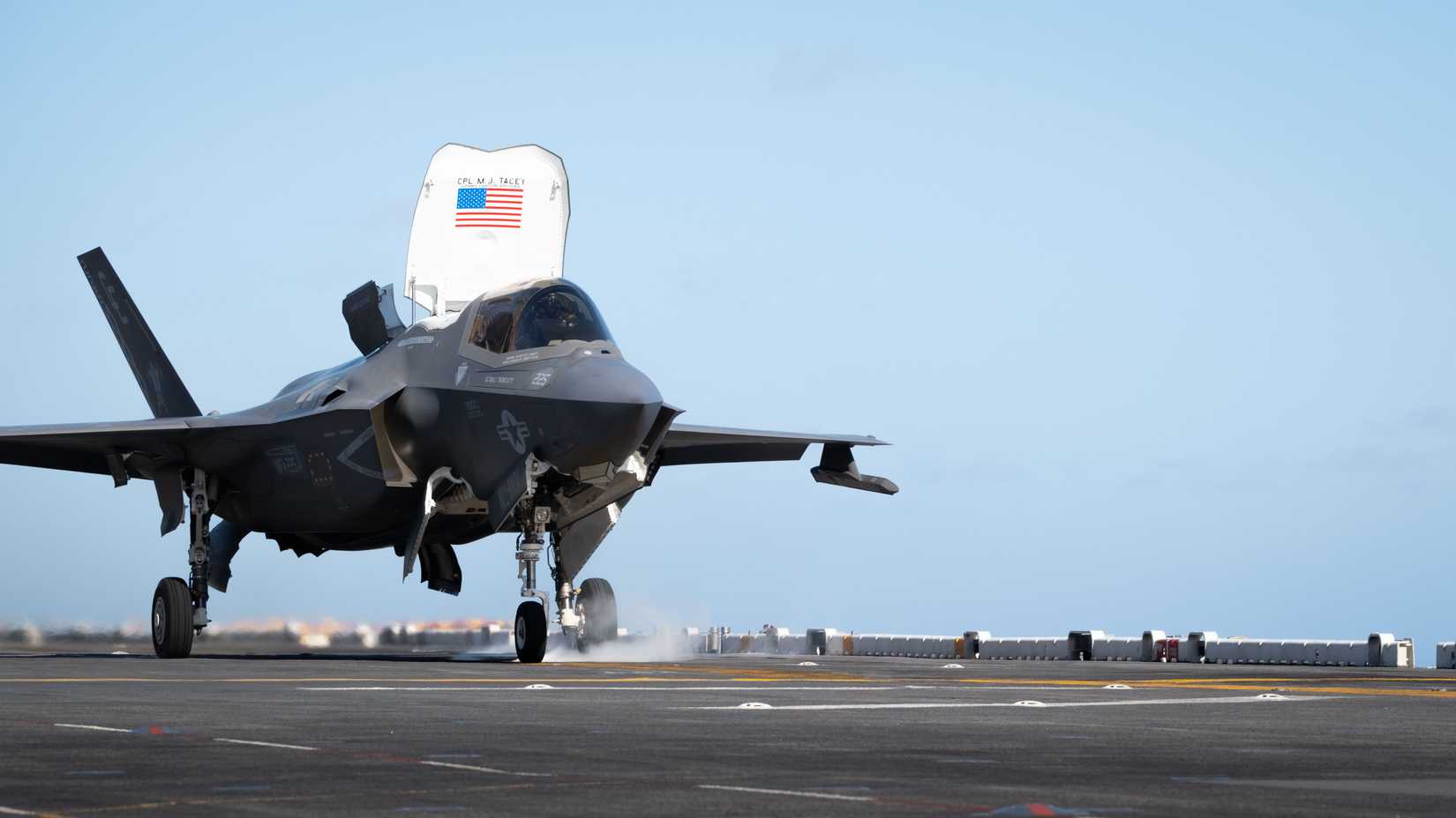 USN, a VMFA F-35B on the deck of USS Boxer