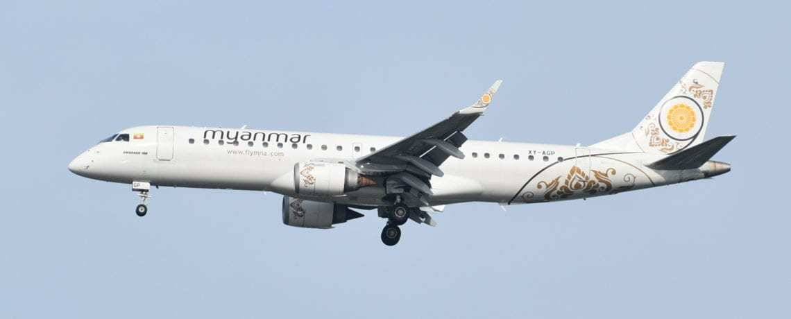 Myanmar National Airlines E190 Lands Without Nose Gear