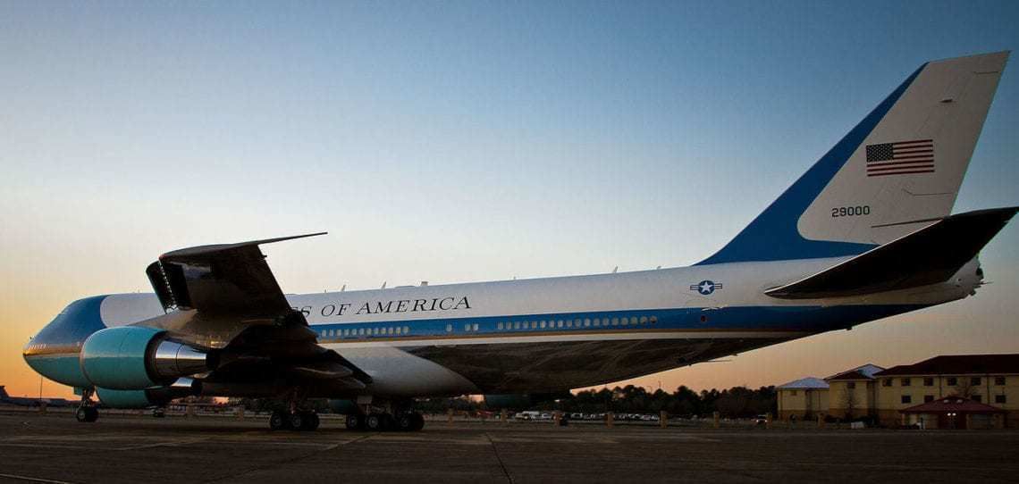 Air Force One 747 Lands At London Stansted Ahead Of Trump Visit