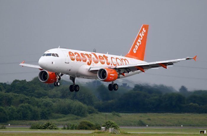 An easyJet A319-111 during takeoff
