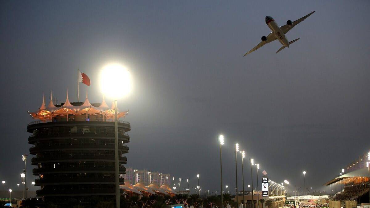 Gulf Air Conducts Flyover In Bahrain To Celebrate The Formula 1 Season Opener