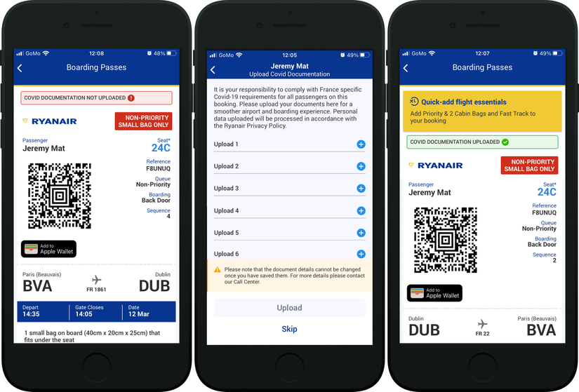 Ryanair Launches In-App Health Passport