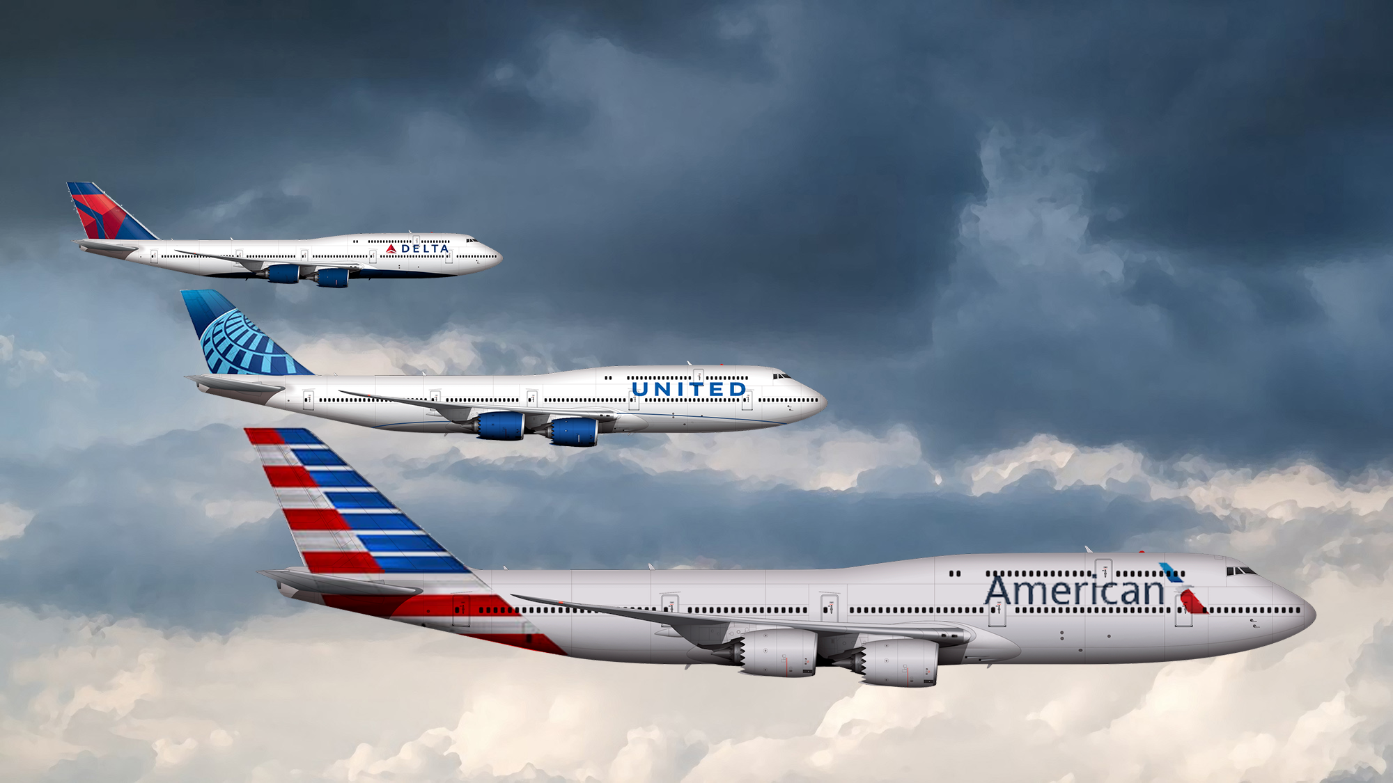 How Might The Boeing 747-8 Look If The US 'Big Three' Flew It?