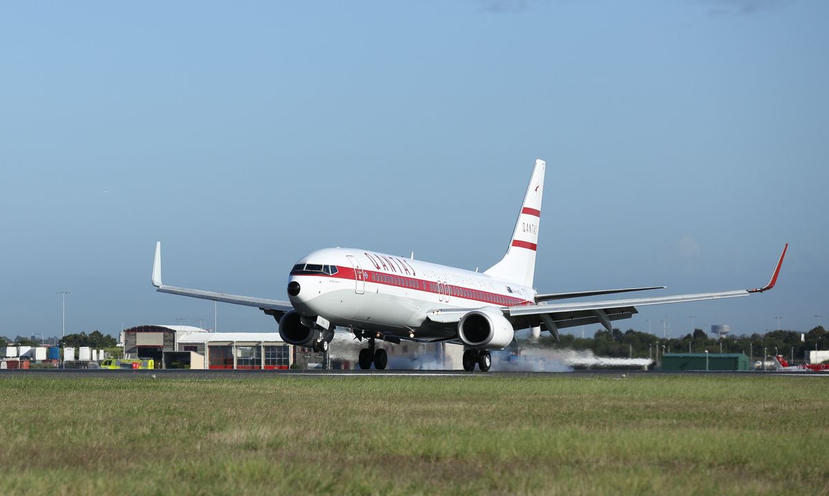 Retro Qantas 737 Damaged By Baggage Vehicle Collision
