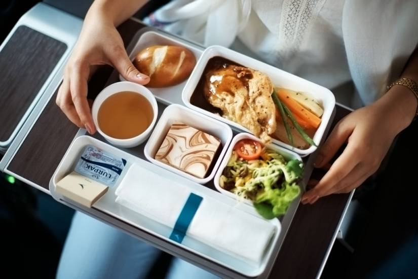 Cathay Pacific's premium economy dinner. 