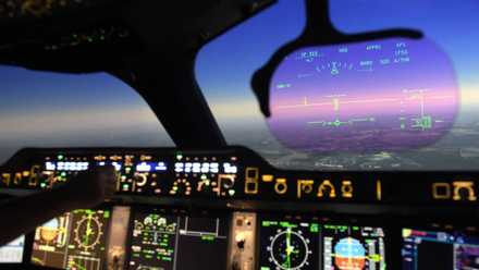 Air France A350 Flight Simulator Heads-Up Display Getty