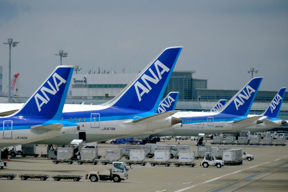 All Nippon Airways (ANA) airplanes seen at the Tokyo