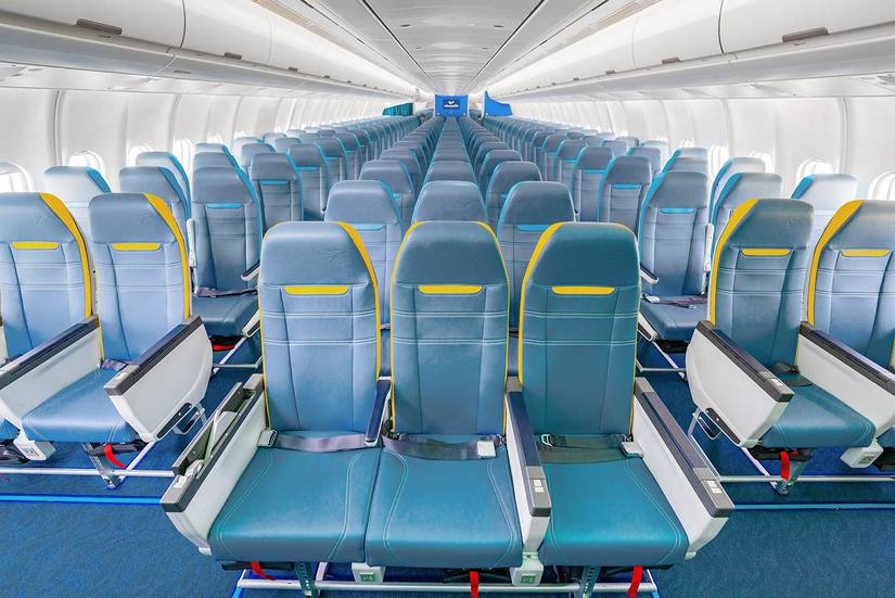 A Cebu Pacific Airbus A330-900 cabin interior.