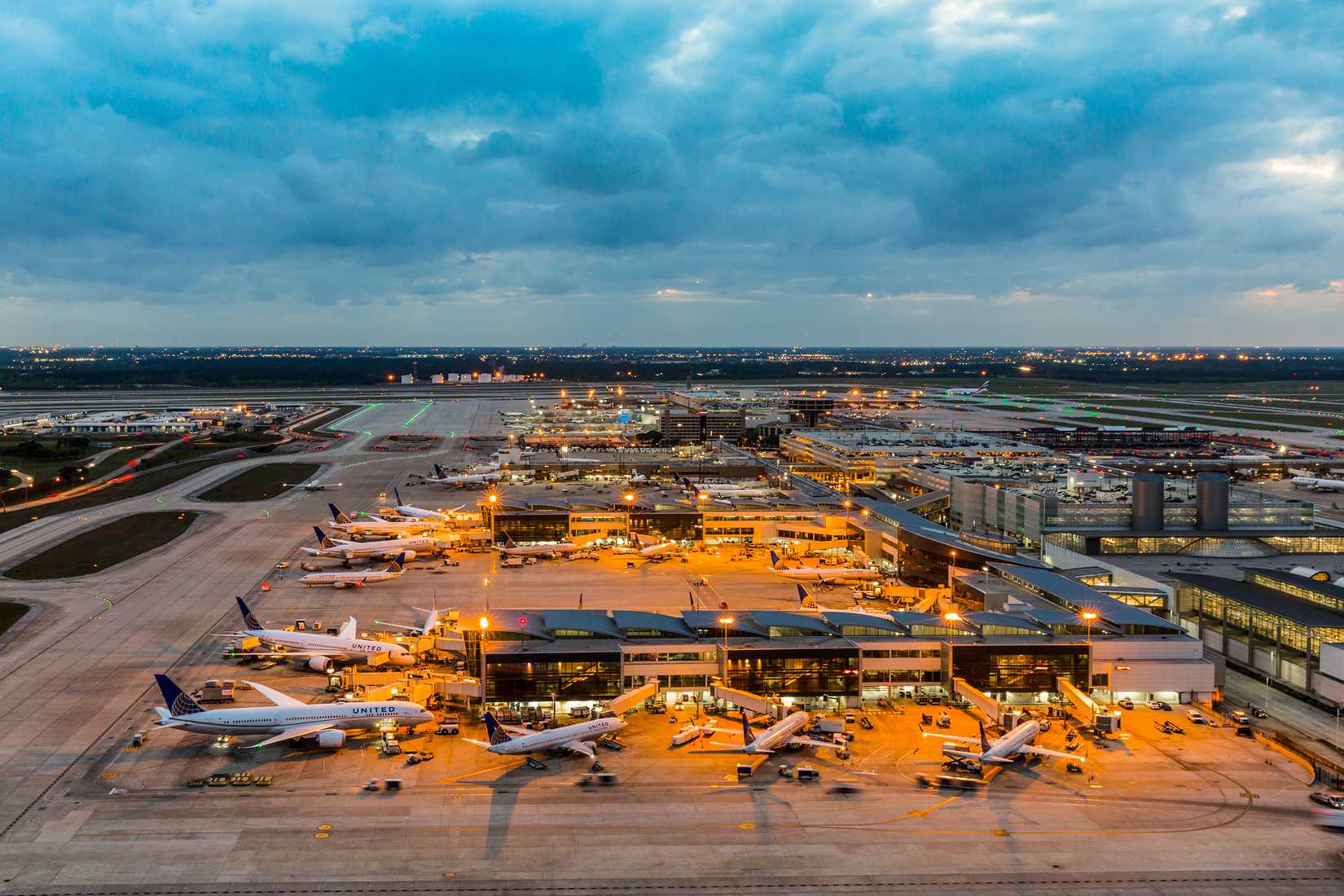 An aerial view of George Bush Intercontinental Airport.