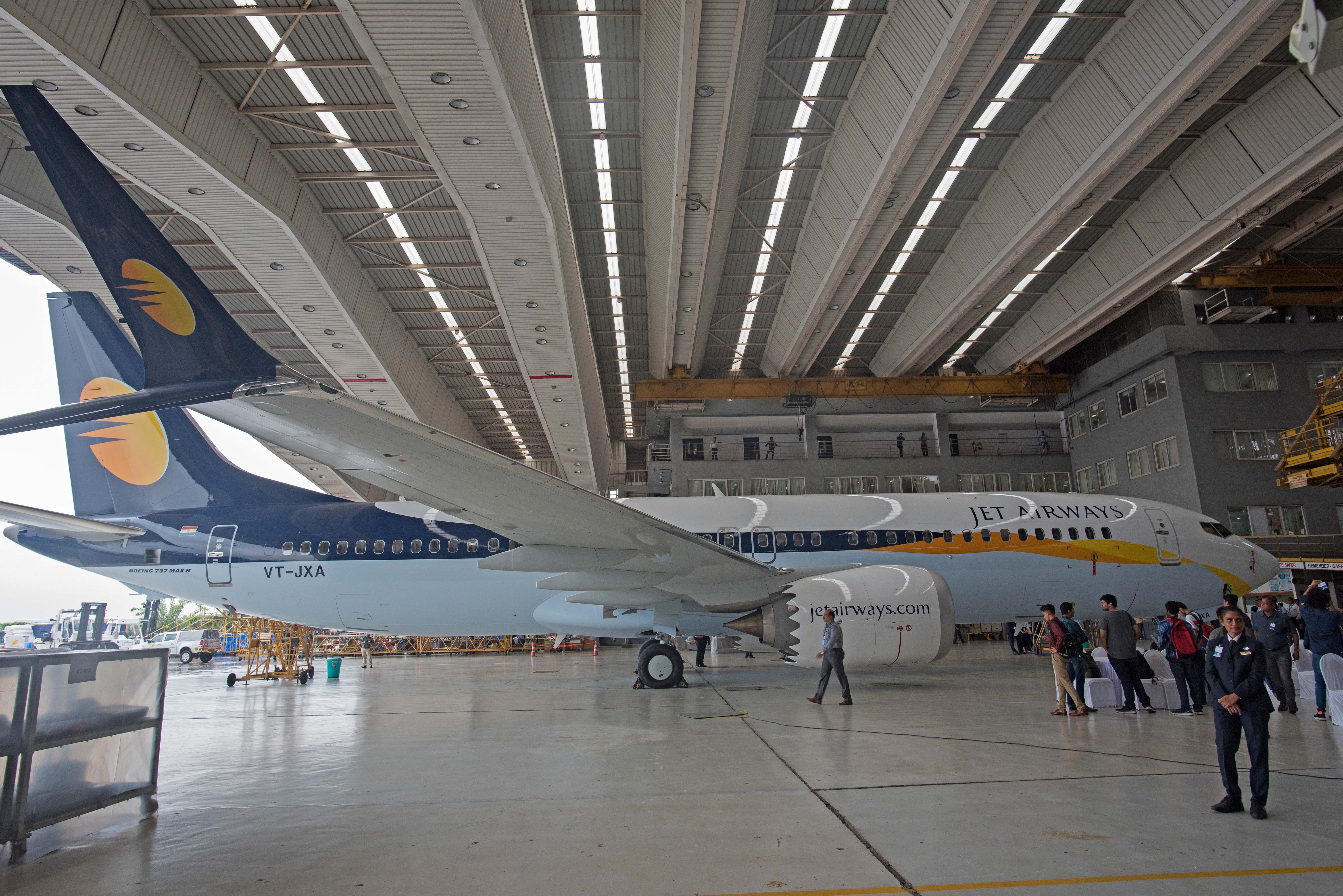 Jet Airways 737 MAX in hangar