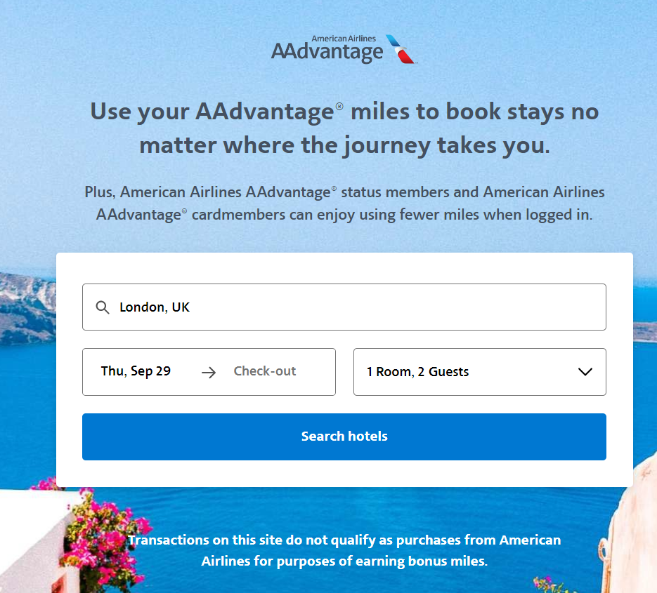 AAdvantage hotels portal