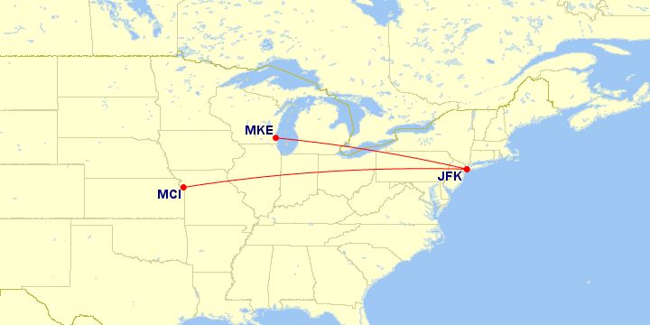 jetBlue route map from New york