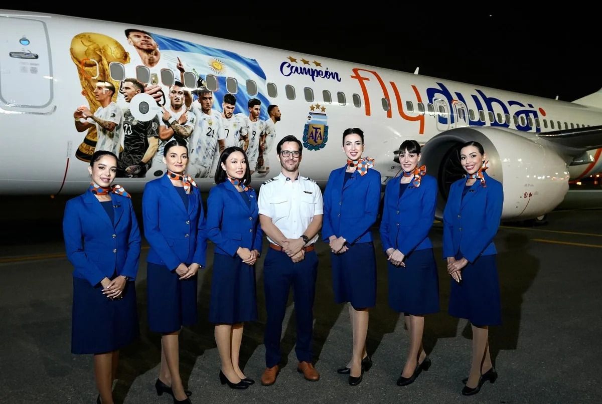 flyDubai Unveils A Special Boeing 737 MAX Livery Celebrating Argentina's World Cup Win
