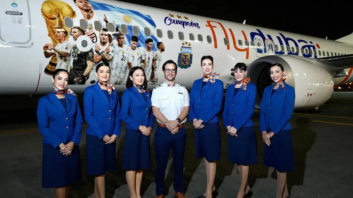 flyDubai Unveils A Special Boeing 737 MAX Livery Celebrating Argentina's World Cup Win