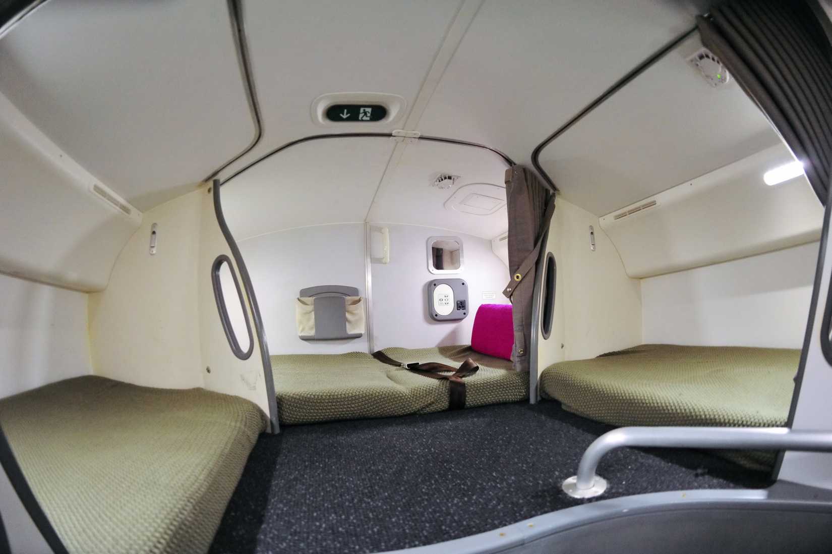 Crew resting bunk in a Boeing 787 Dreamliner