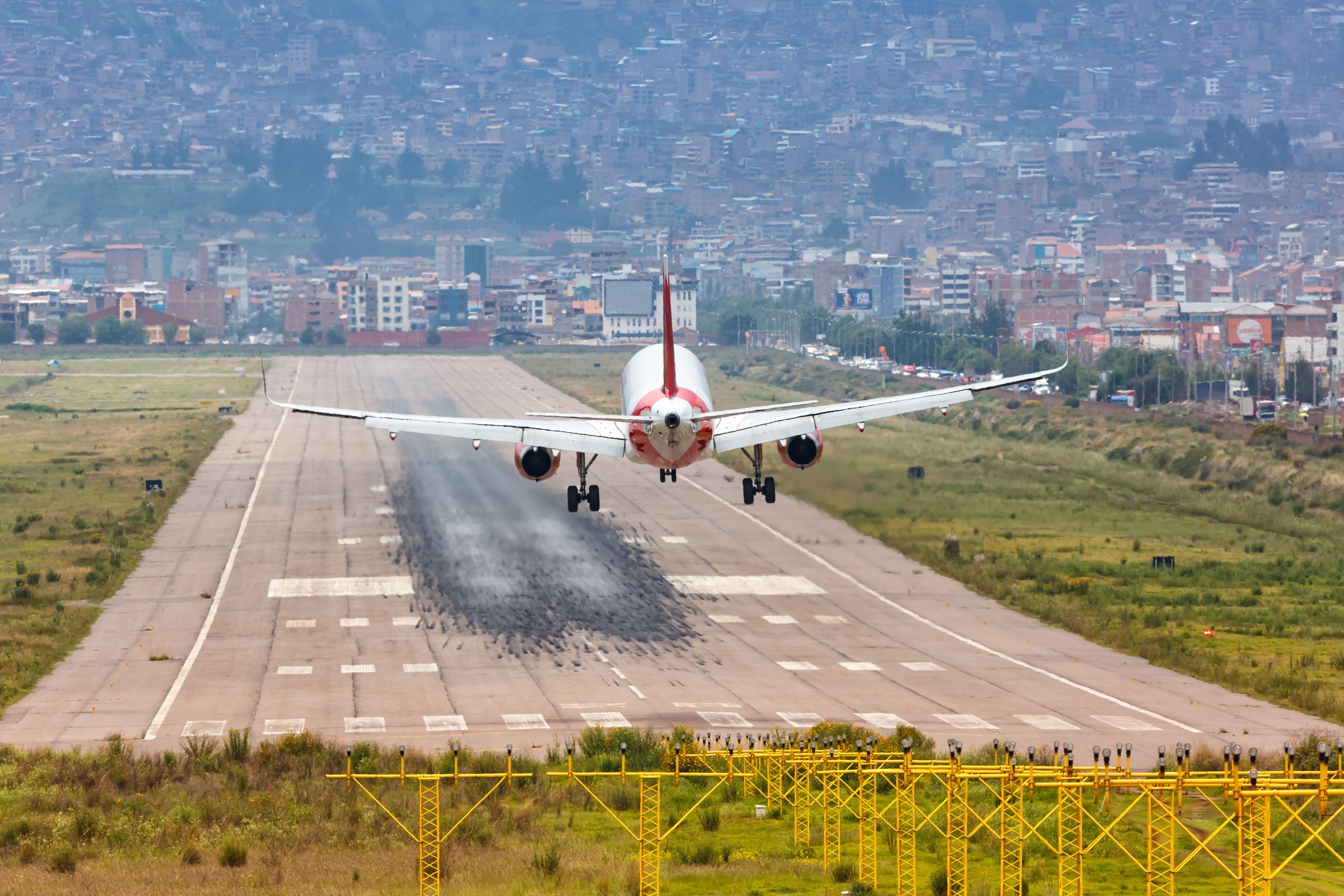 Avianca Airbus A320 airplane at Cusco airport (CUZ) in Peru.