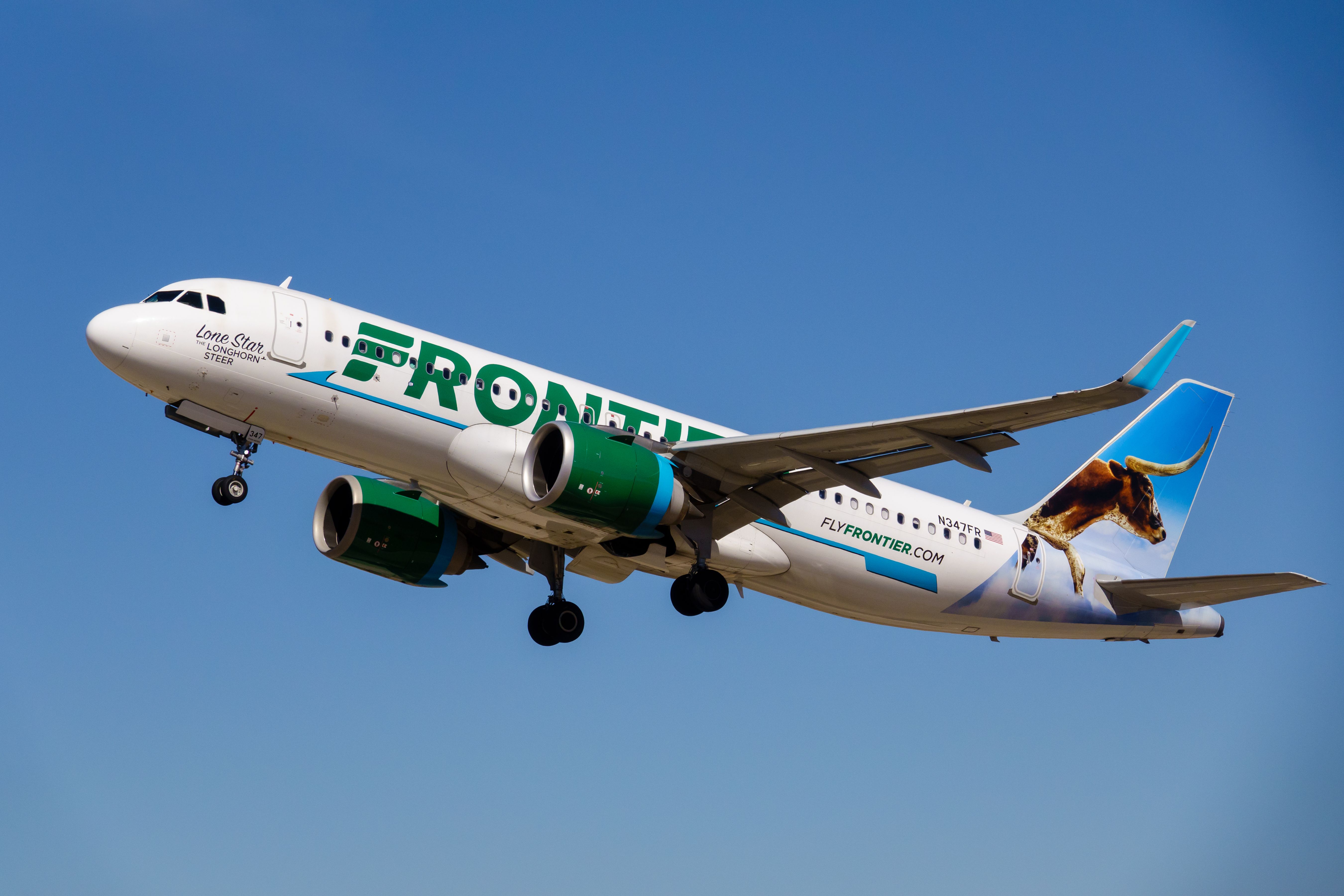 Frontier Airbus In Flight