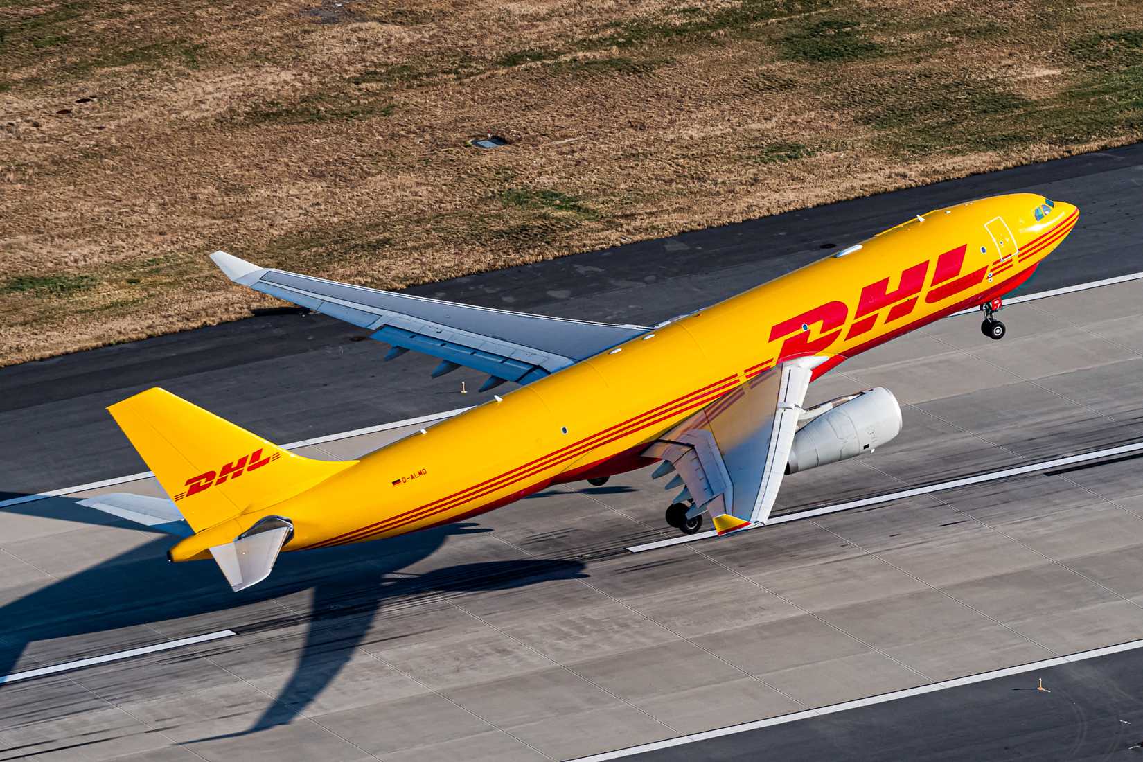 DHL Airbus A330 taking off from JFK