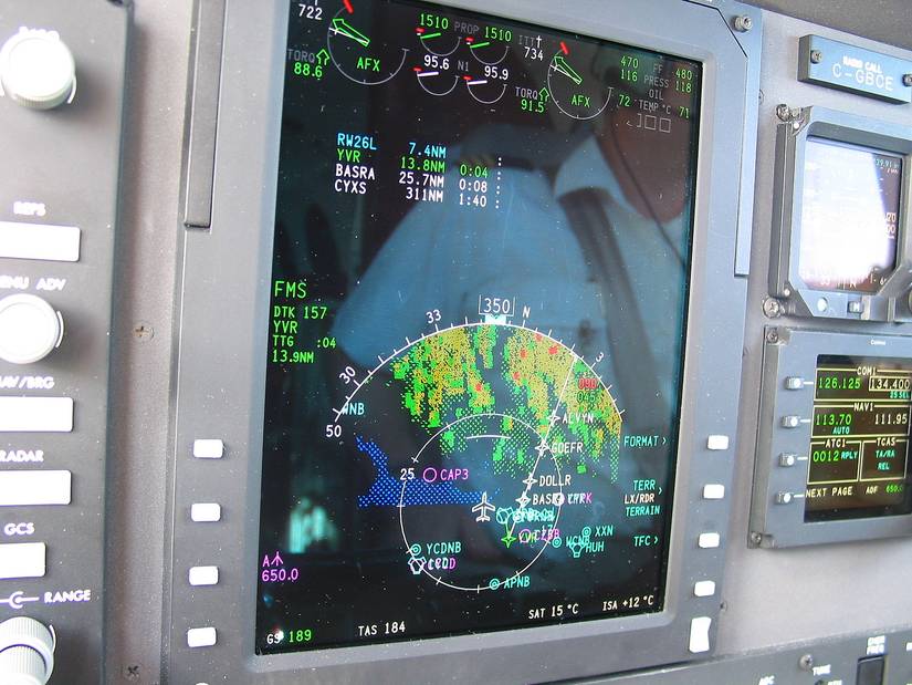 The EGPWS display on an aircraft navigation display.