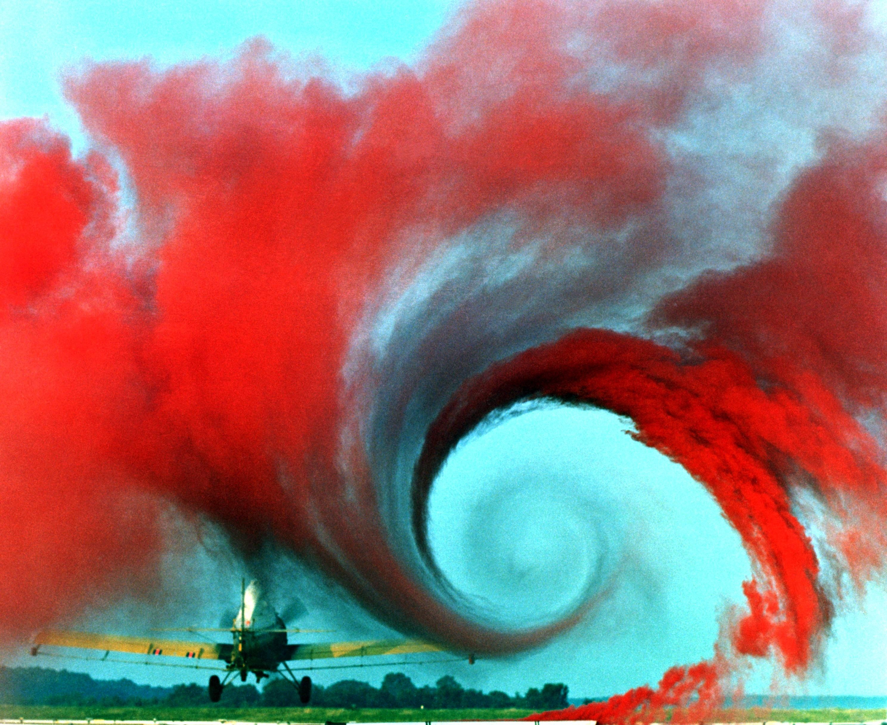 illustration of a vortex caused by an airplane