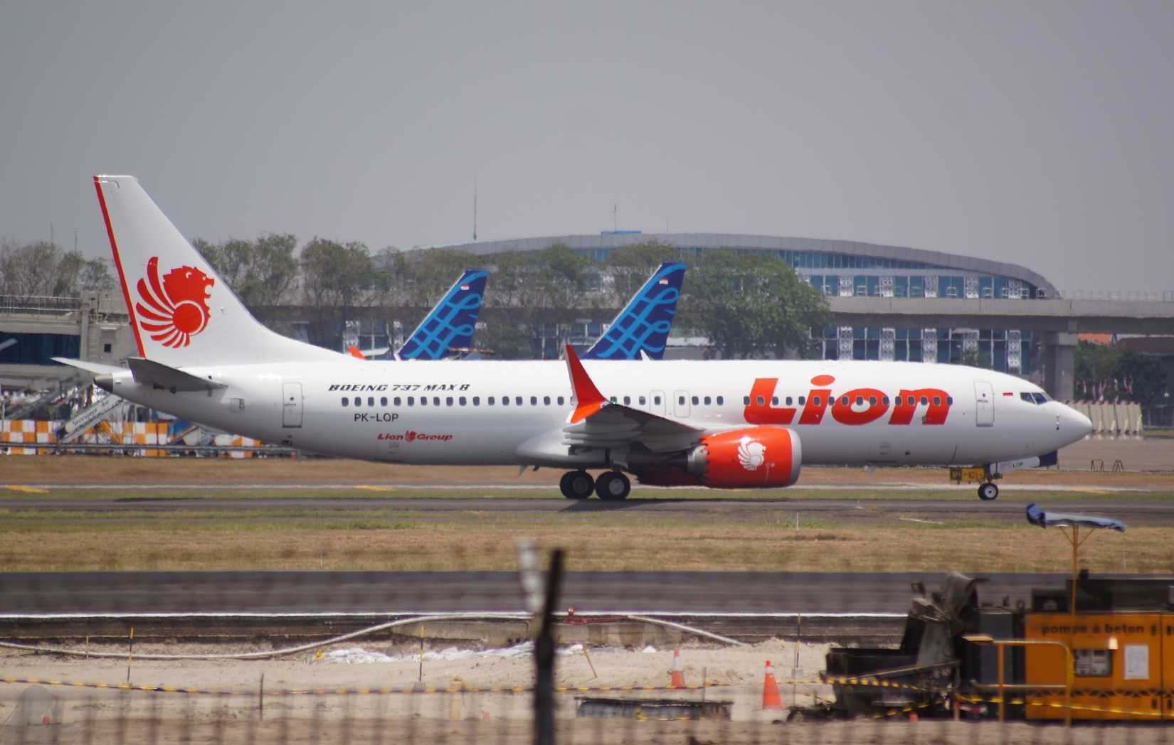 A Lion Air Boeing 737-MAX8 on the taxiway.