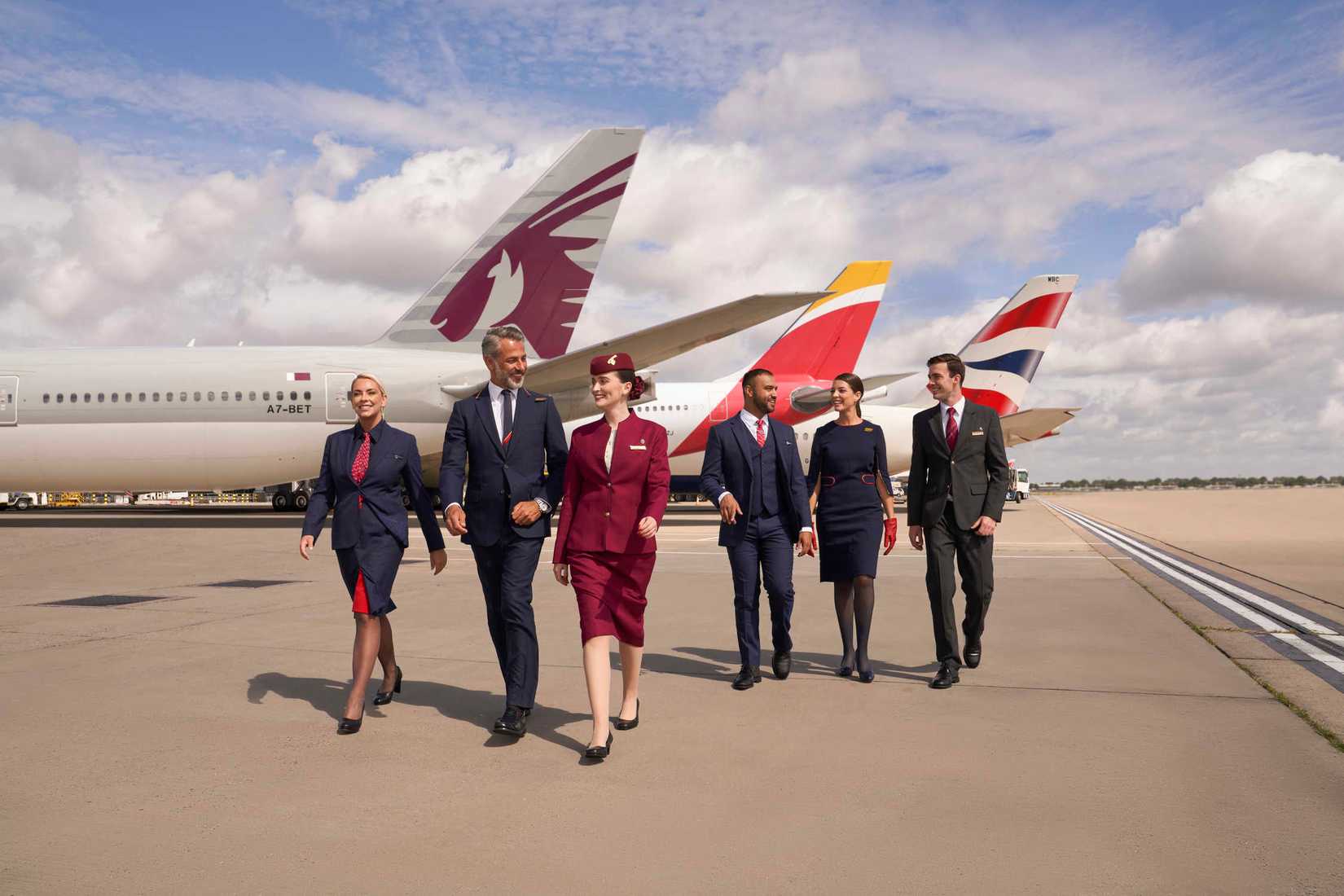Qatar Airways, British Airways, and Iberia planes