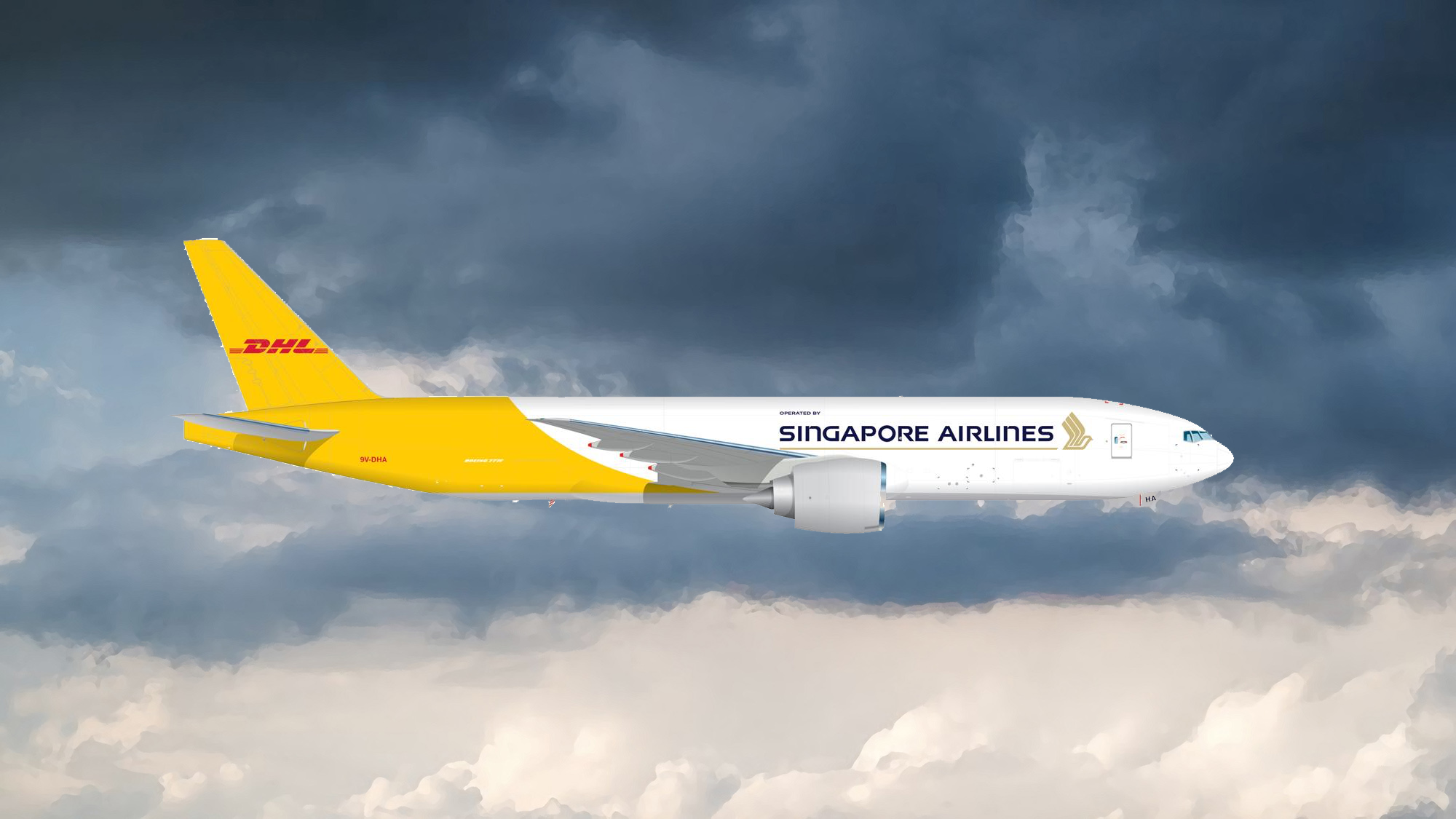 DHL SINGAPORE AIRLINES 777-200LRF シンガポール Third Boeing 777F Delivered To DHL-Singapore Airlines