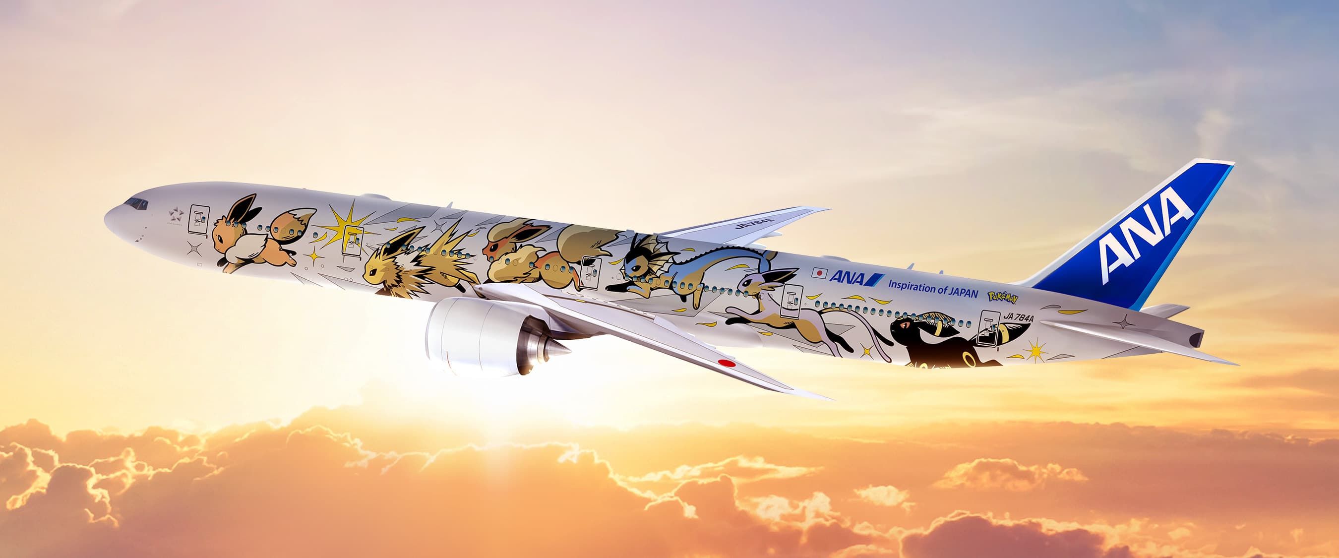航空機・ヘリコプター ANA B777-300ER JA784 Eevee Jet ANA Will Fly Its Eevee Liveried Boeing 777 To London Next Month