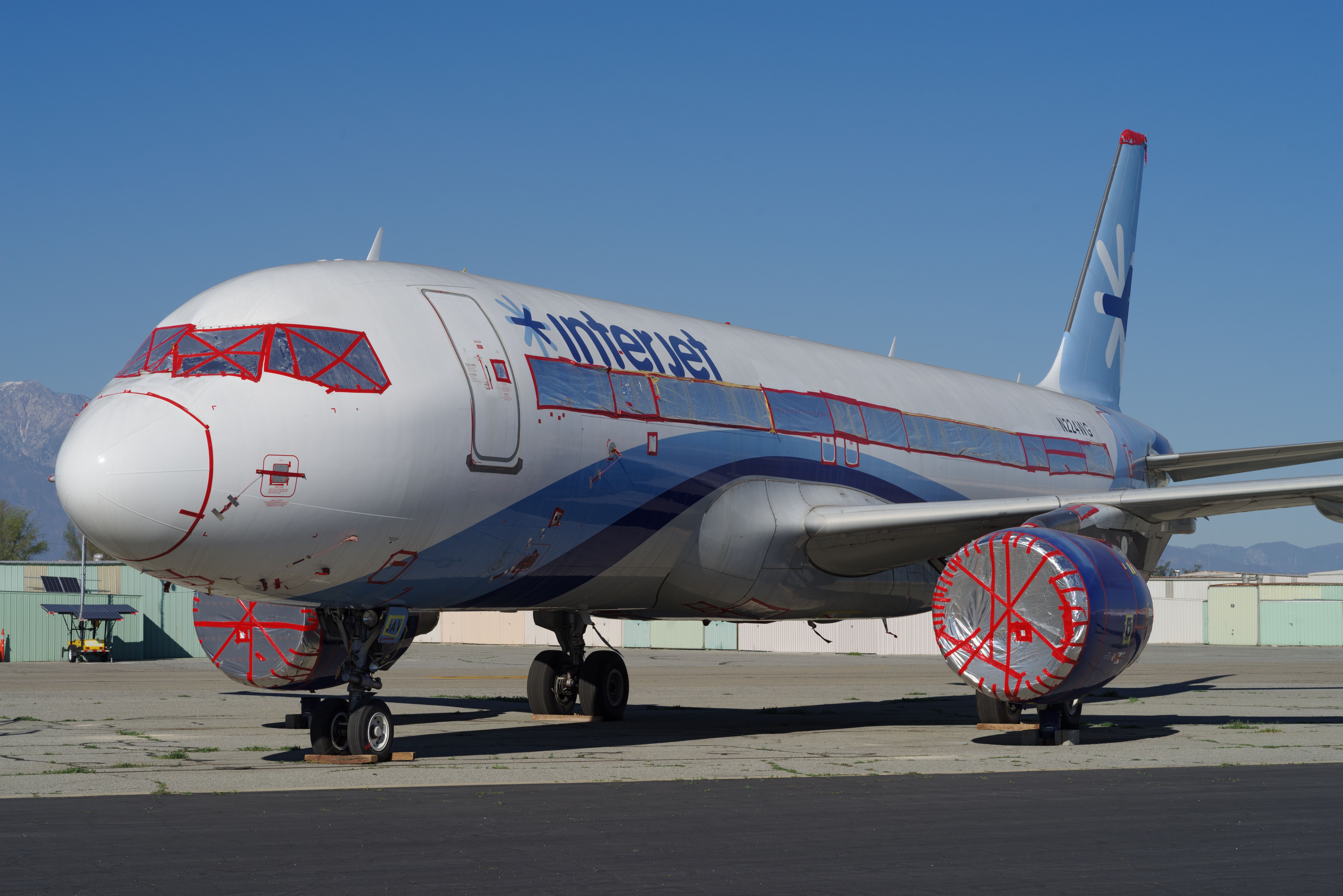 An Interjet Airbus A320 parked in Chino California 