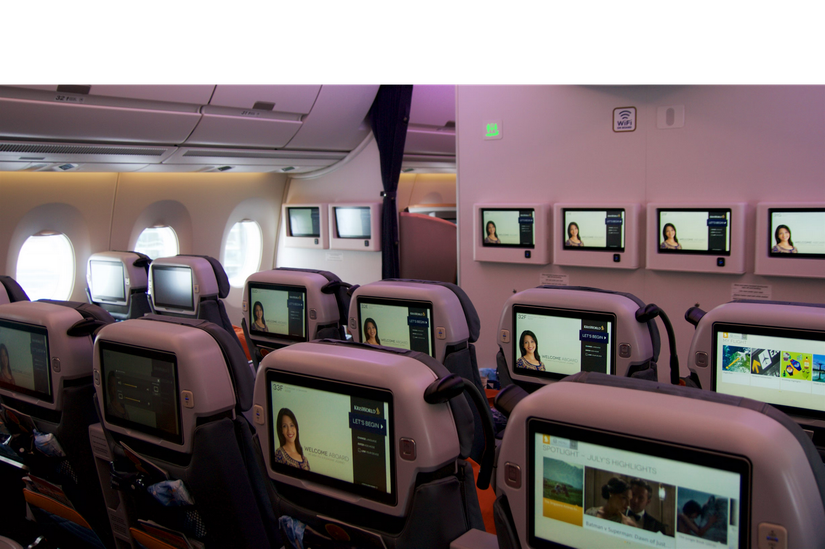 Inside Singapore Airlines' premium economy cabin.