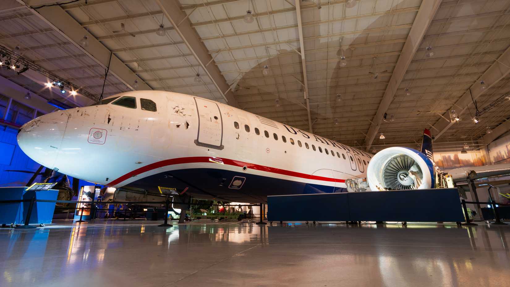 US Airways flight 1549 on display in the Carolina Aviation Museum - Sonder Quest | Shutterstock Cropped
