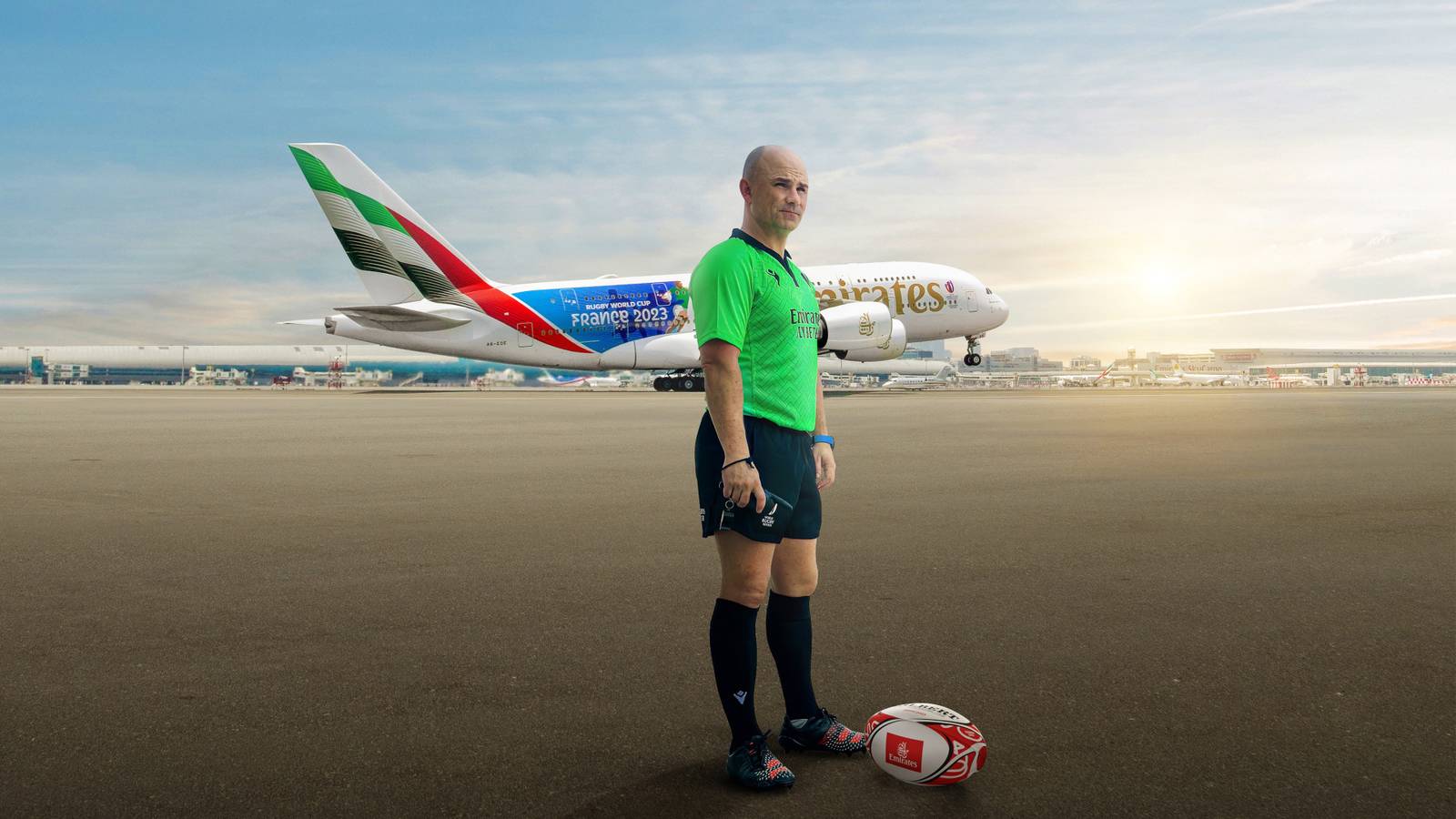 South African Rugby Referee Clears Airbus A380 For Take Off In New Emirates Ad
