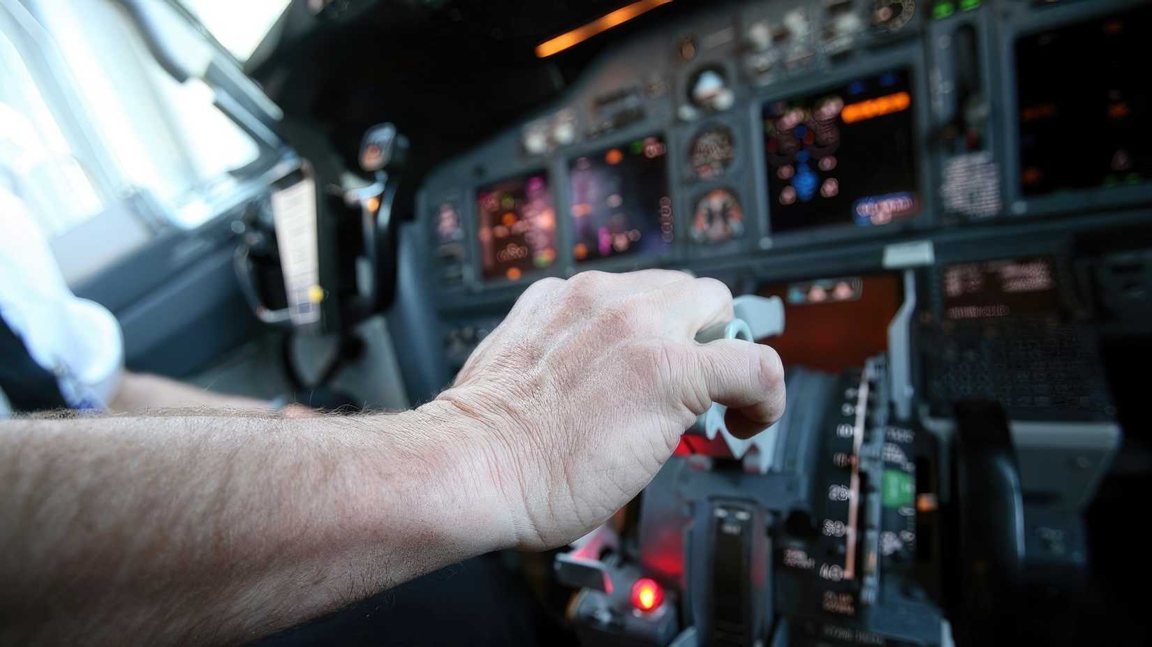 Alaska Airlines Pilot Advancing 737 Throttle