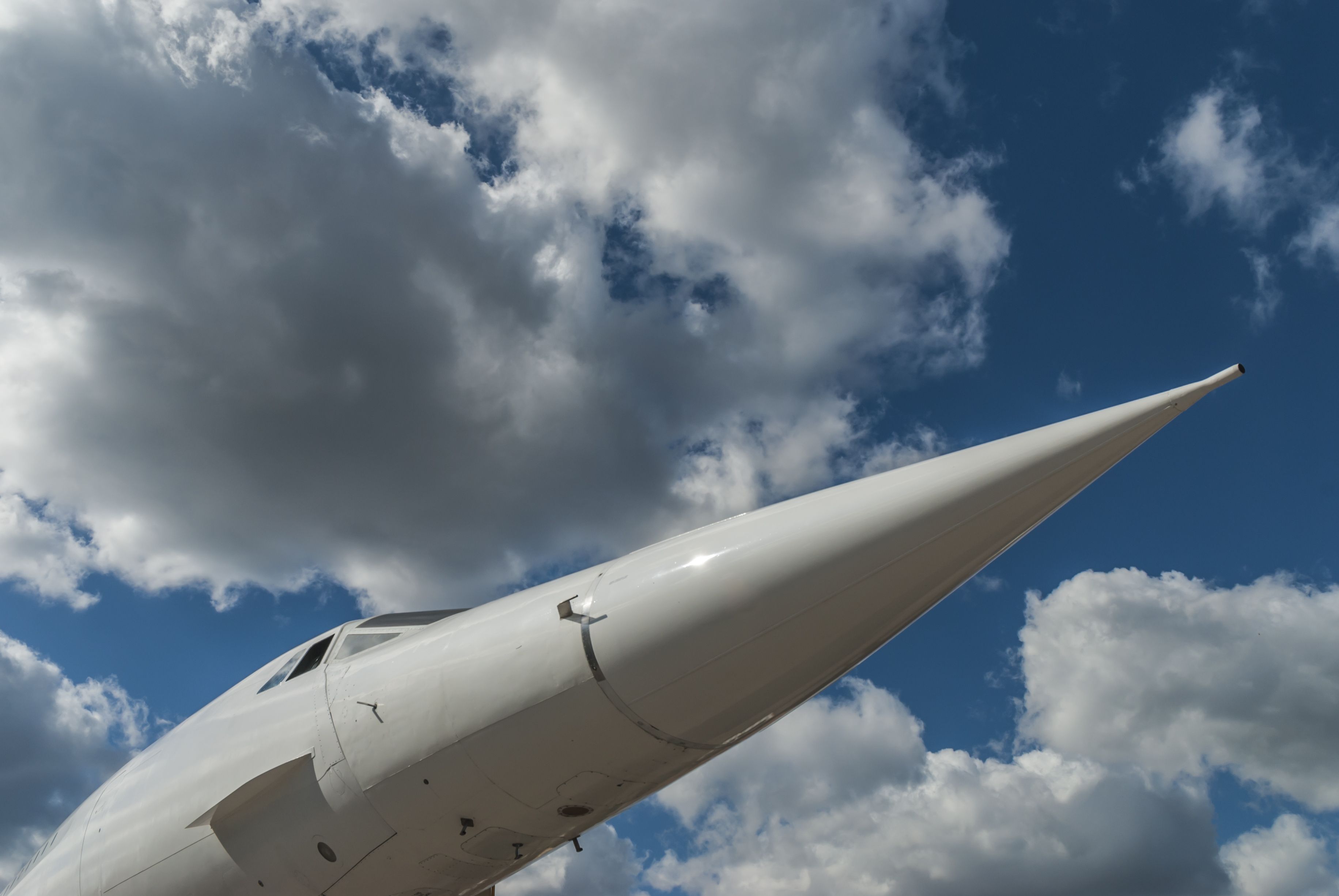 Pointed nose cone and windscreen of the supersonic aircraft Concorde
