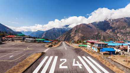 Looking out over Lukla Airport's Runway.