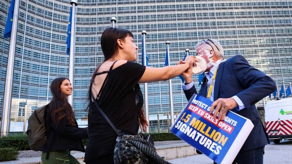 Climate Activists Attack Ryanair Group CEO With Cream Pies