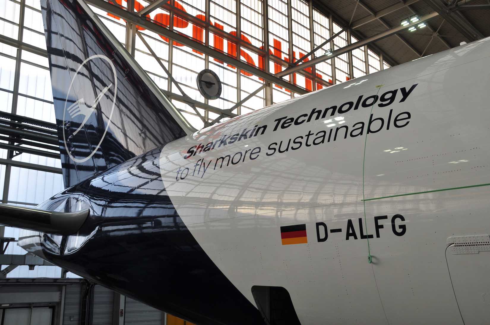 Closeup of Lufthansa Cargo Boeing 777F D-ALFGA with AeroSHARK