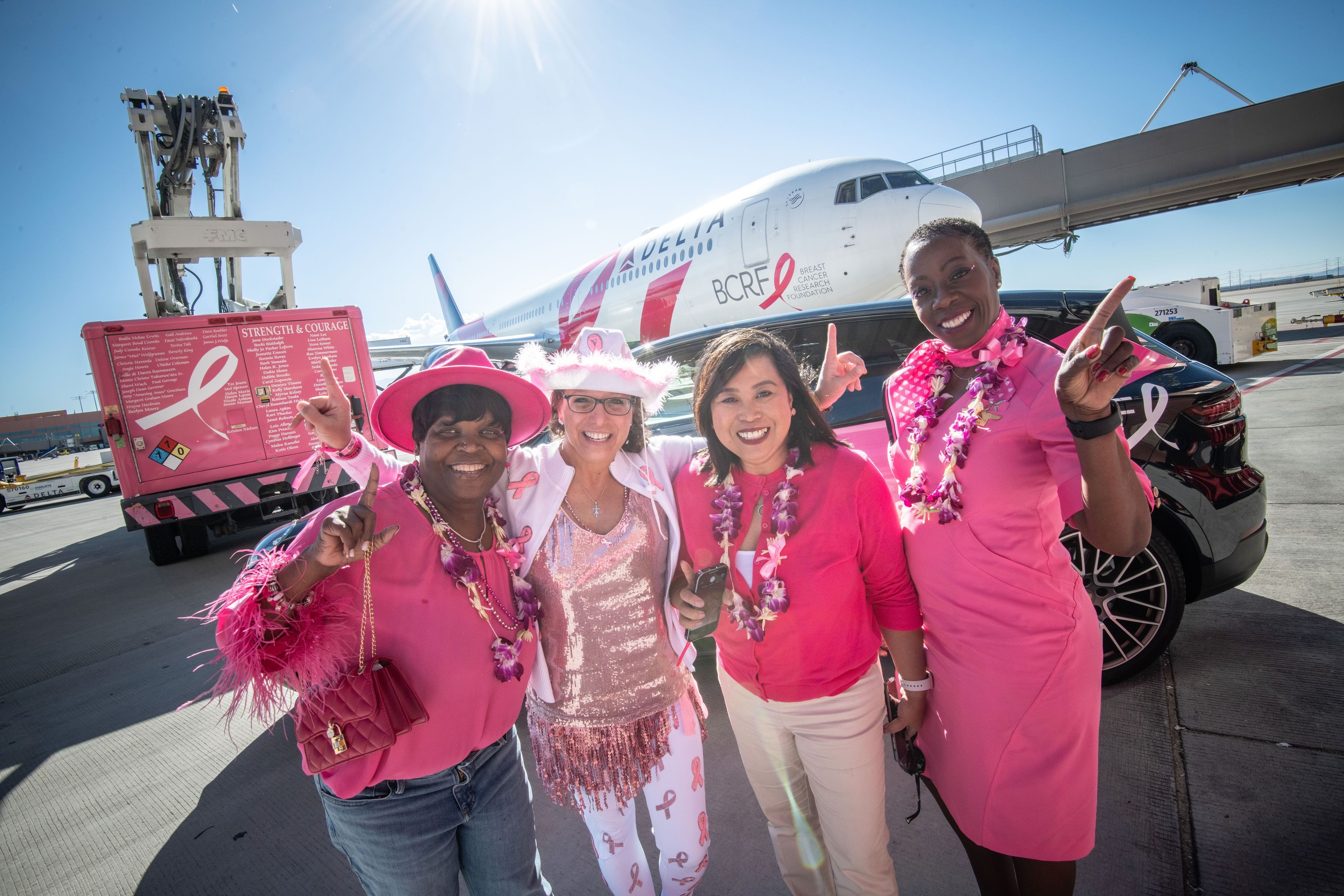 Delta Hosts Party In Pink For Breast Cancer Survivors On Boeing 767