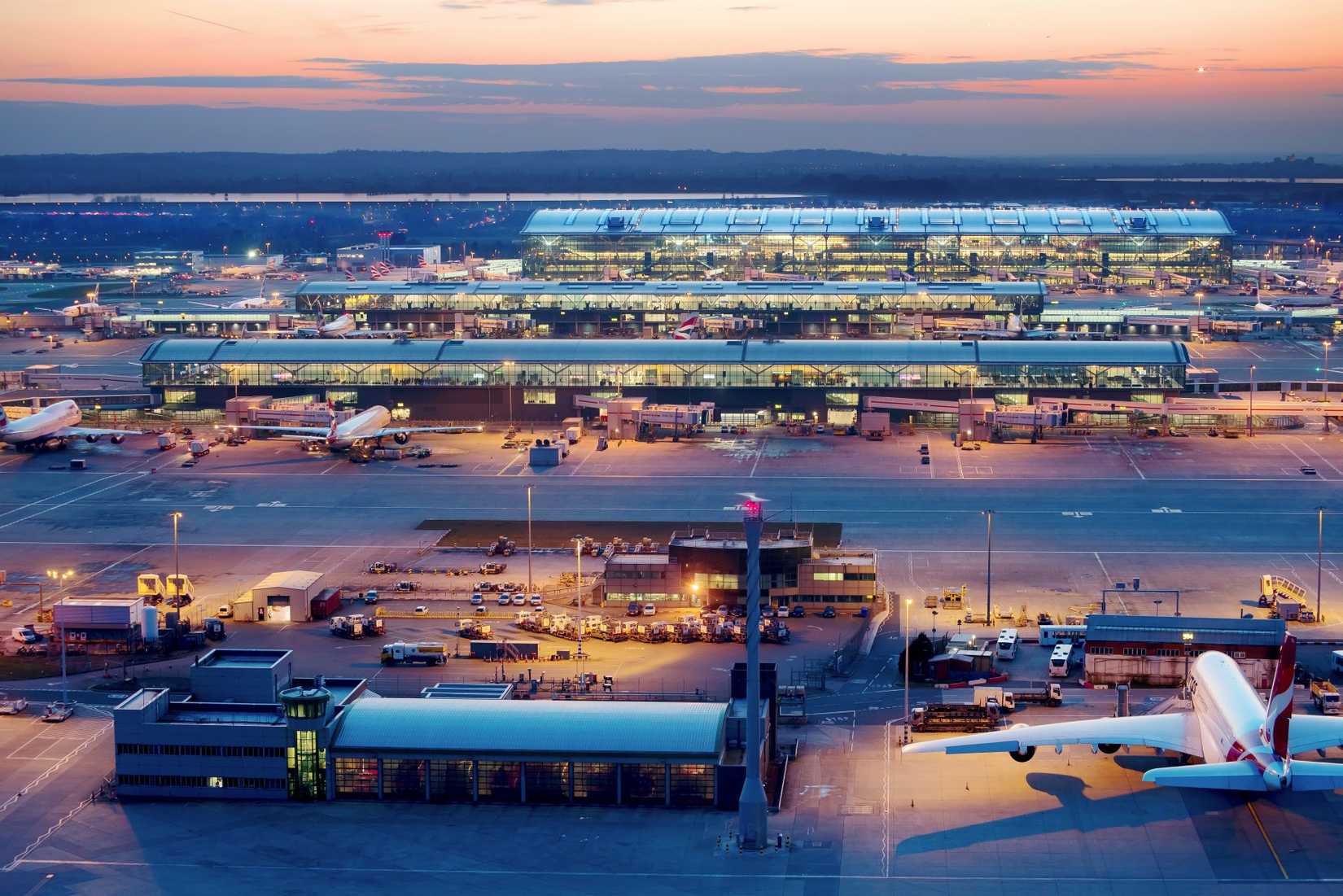 London Heathrow Airport at night