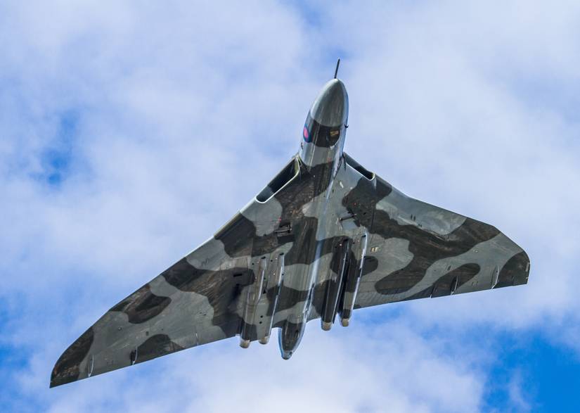 An Avro Vulcan flying overhead.