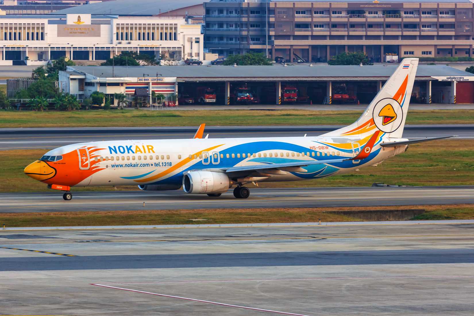 A Nok Air Boeing 737-800 on a runway.