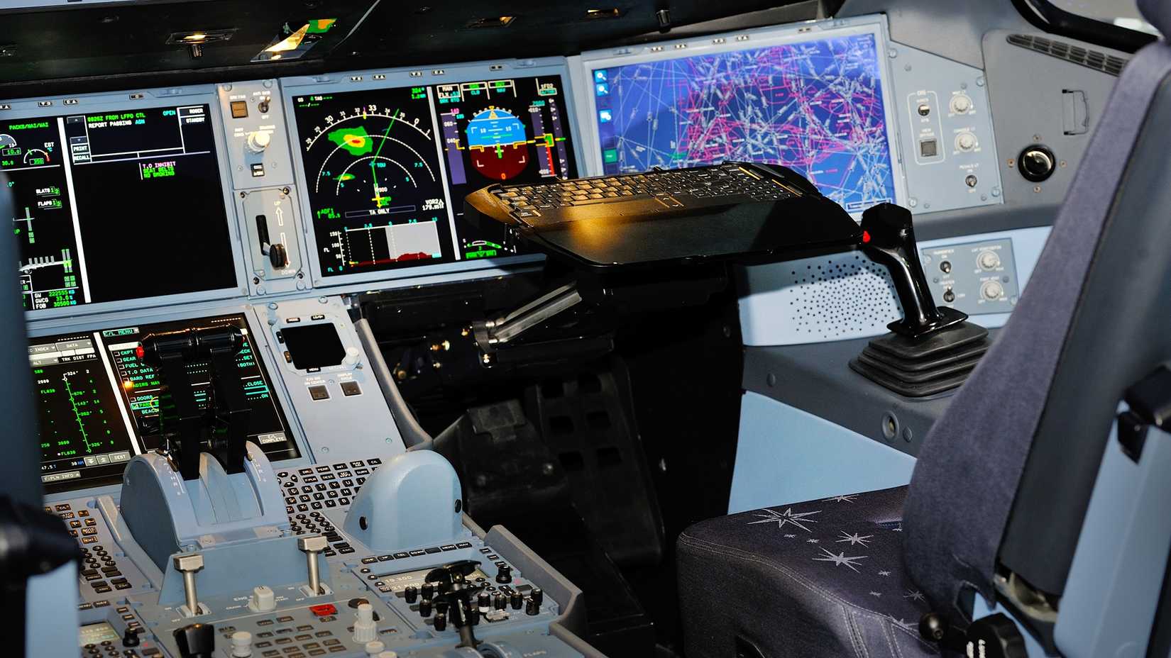 Inside of An Airbus A350 cockpit.
