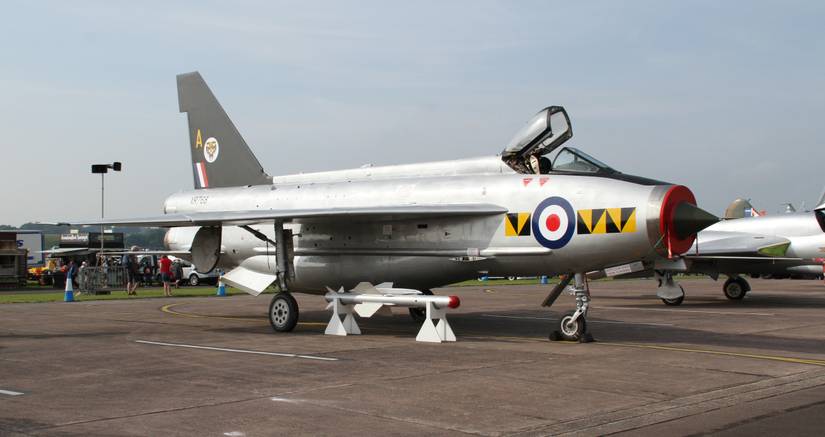 An English Electric Lightning F6 Parked at an airfield.