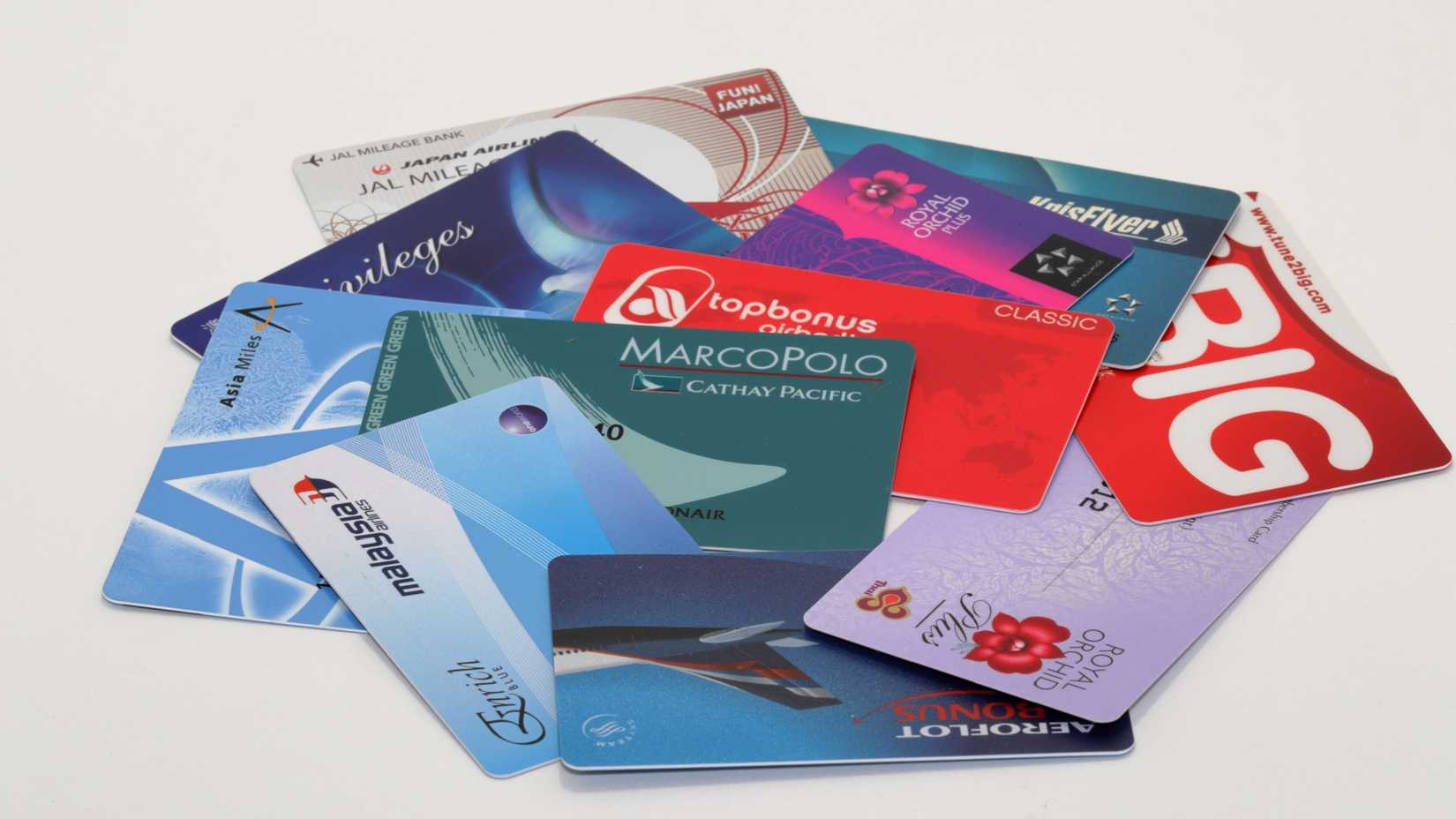 Airline loyalty program cards Shutterstock_1277154316