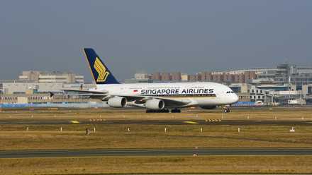 Singapore Airlines Airbus A380 on the runway