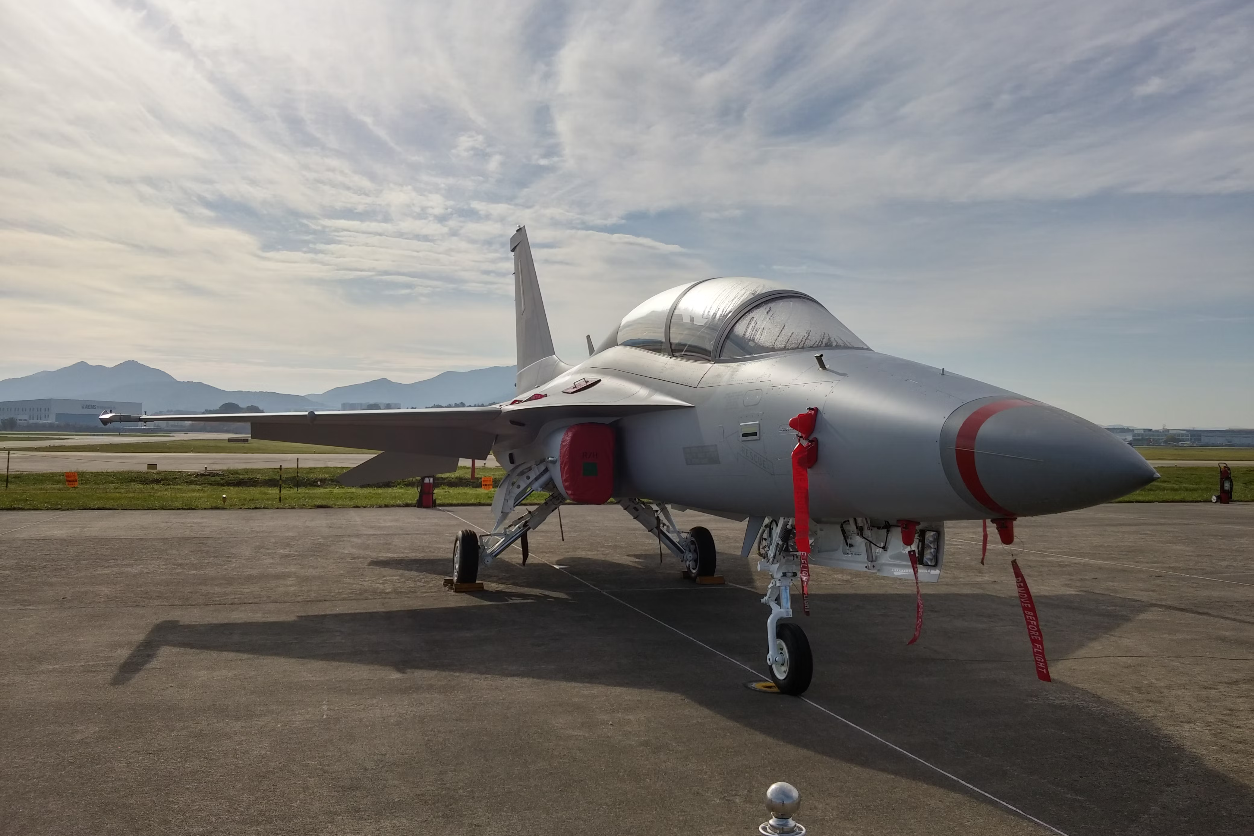A KAI FA-50 parked on an airfield.