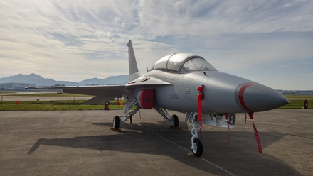 A KAI FA-50 parked on an airfield.