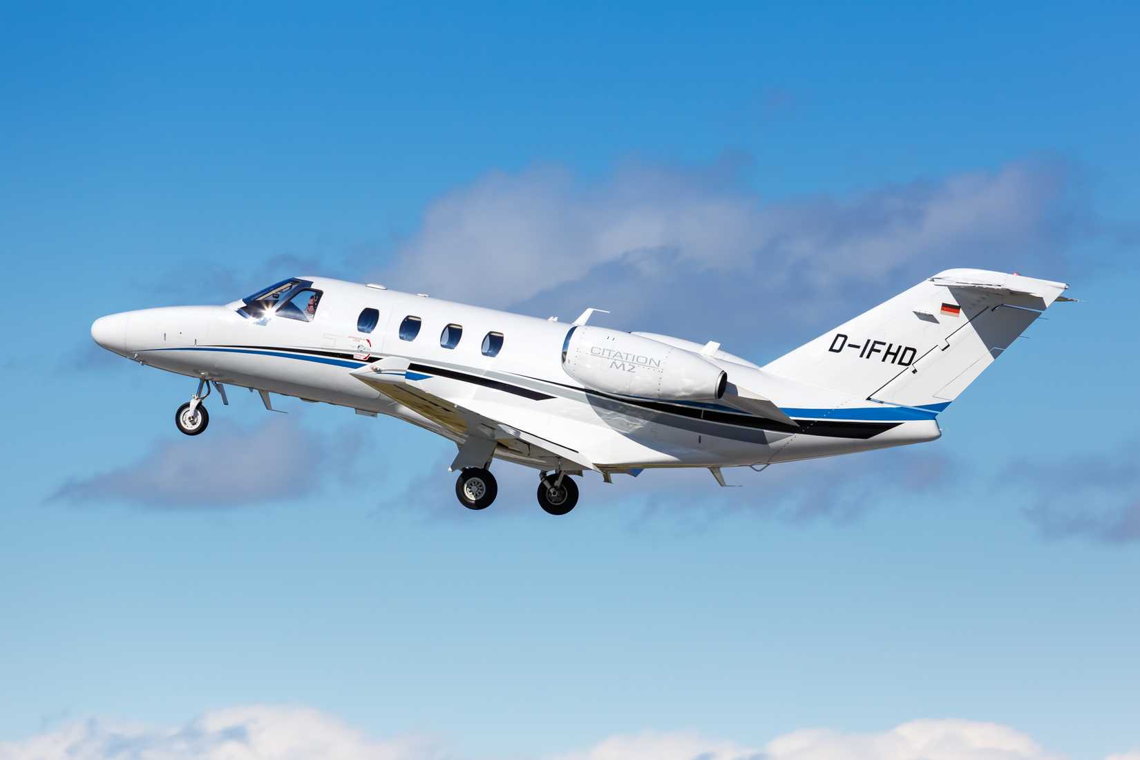 Cessna 525 CitationJet M2 airplane at Stuttgart Airport in Germany