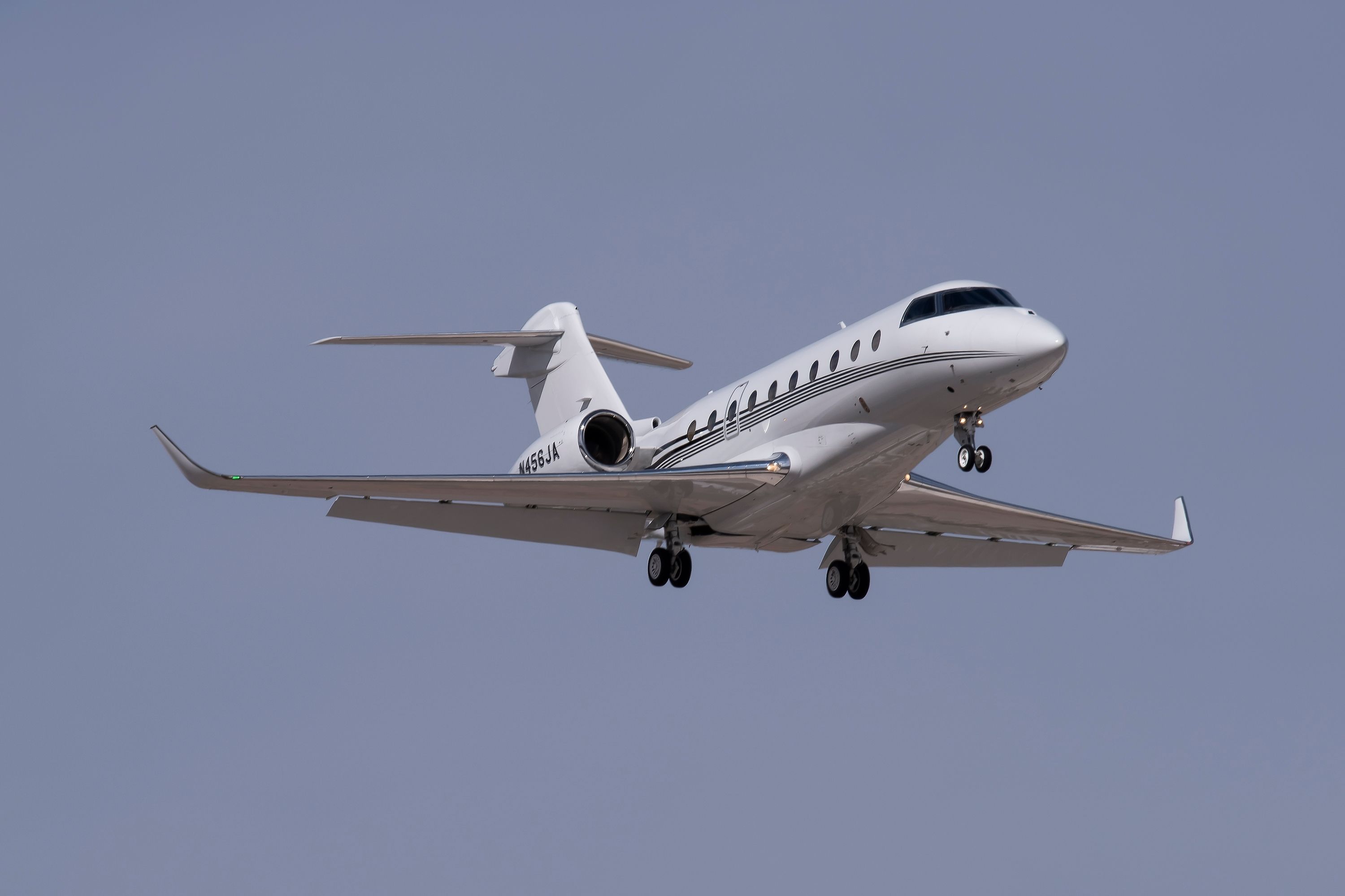 A Gulfstream G280 flying in the sky.