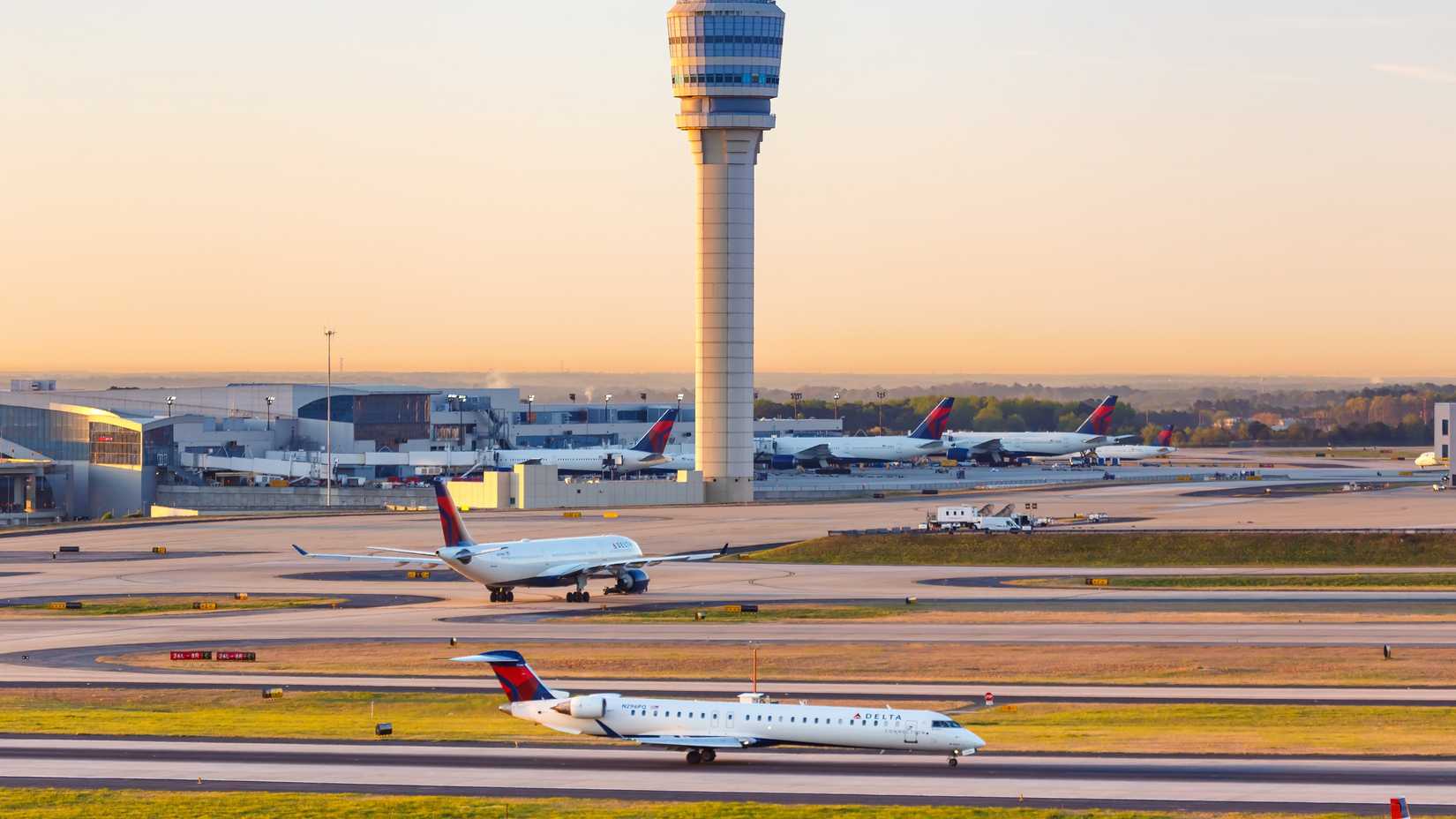 The apron and ATC tower at Hartsfield-Jackston Atlanta International airport.